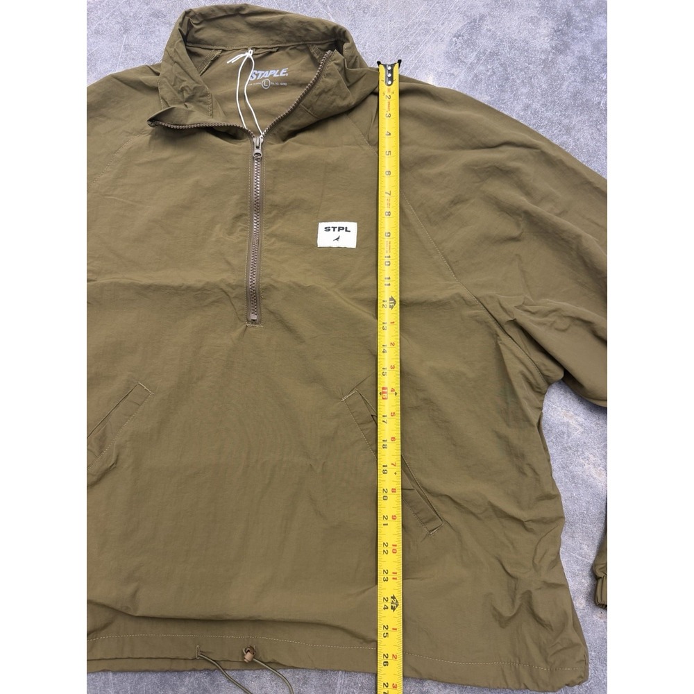 NWT Staple Men's Olive Green Lightweight Half-Zip Windbreaker Jacket Logo Size L - Picture 2 of 7